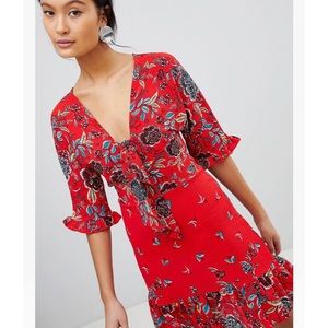 Parisian red tie front dress